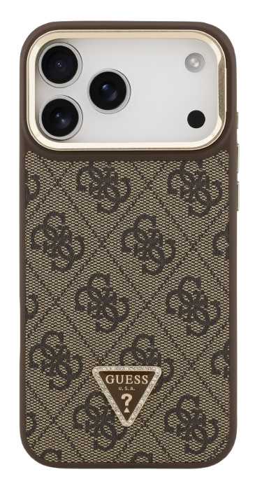 GUESS CARCASA MAGSAFE 4G TRIANGLE SOPORTE CAMARA IPHONE 17 PRO MARRON