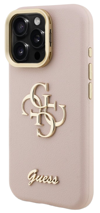 GUESS CARCASA GRAINED 4G SOPORTE CAMARA IPHONE 15 PRO MAX ROSA