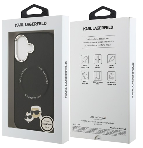 KARL LAGERFELD CARCASA MAGSAFE K&C PINS IPHONE 17 NEGRO