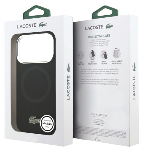LACOSTE CARCASA MAGSAFE SILICONE CROC IPHONE 17 PRO NEGRO