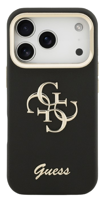 GUESS CARCASA GRAINED 4G SOPORTE CAMARA IPHONE 17 PRO NEGRO