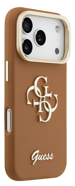 GUESS CARCASA GRAINED 4G SOPORTE CAMARA IPHONE 17 PRO MARRON