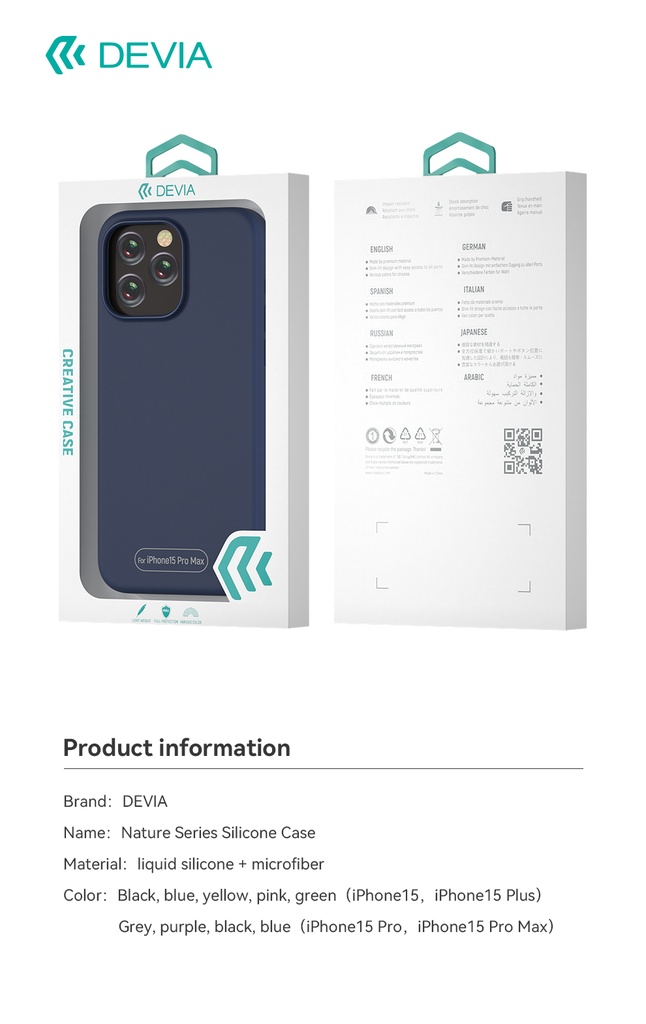 DEVIA CARCASA NATURE IPHONE 15 PRO  AZUL