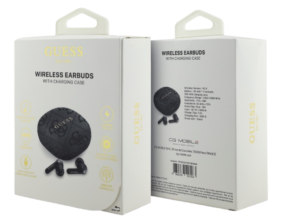 GUESS AURICULAR BLUETOOTH TWS ENC 4G LOGO NEGRO