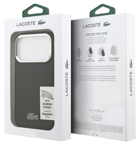 LACOSTE CARCASA MAGSAFE SOPORTE CAMARA IPHONE 17 PRO VERDE