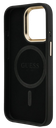 GUESS CARCASA MAGSAFE TRIANGLE 4G SOPORTE CAMARA IPHONE 15 PRO NEGRO