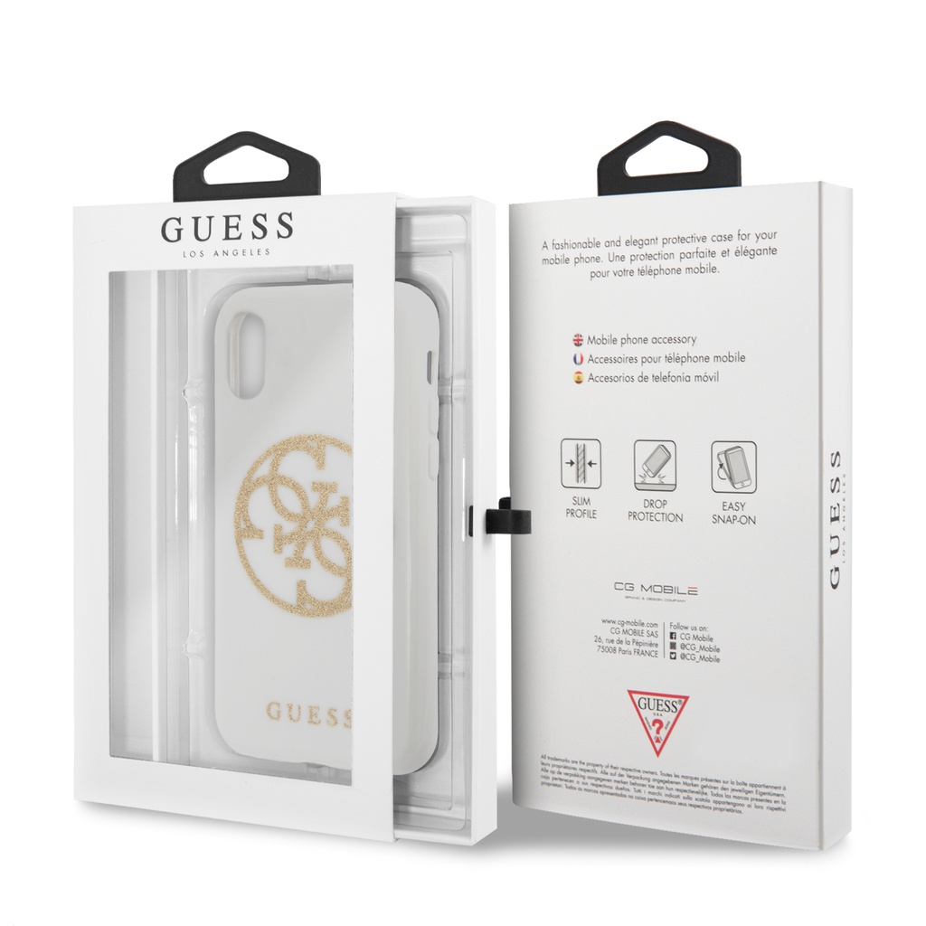 GUESS carcasa 'GLITTER CIRCLE' IPhone X/XS BLANCO