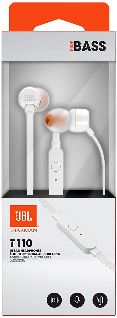 JBL auricular TUNE T110 BLANCO 