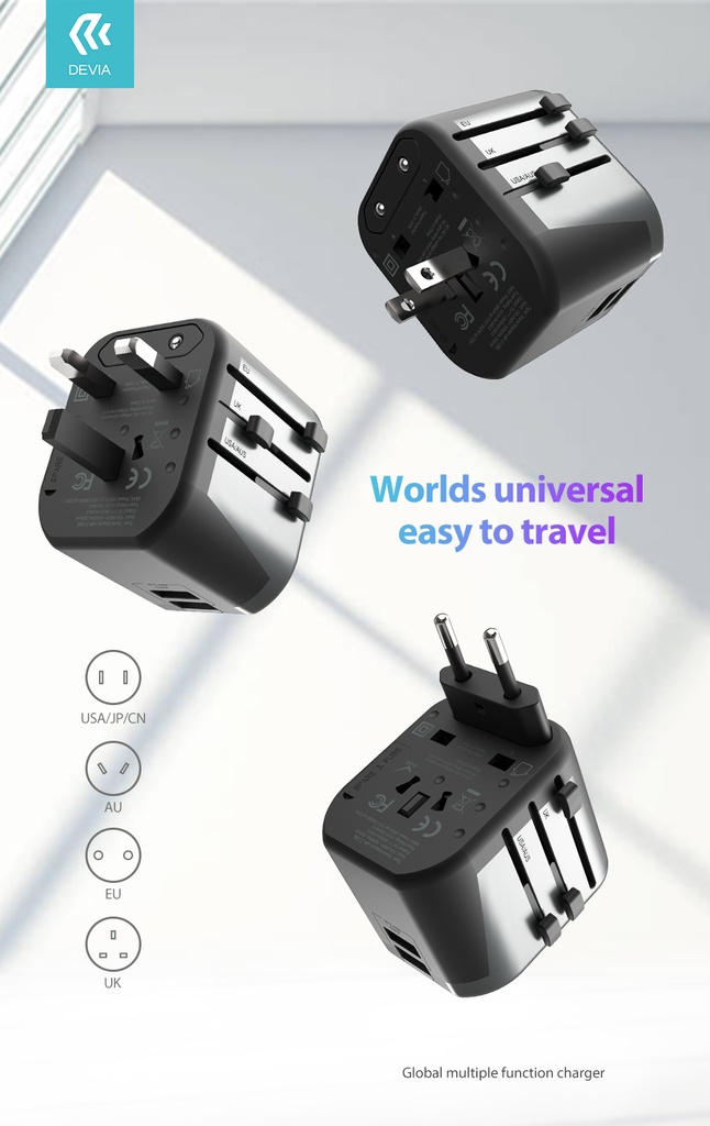 DEVIA cargador GLOBAL 2.4A USA/AU/JP/CN/UK    