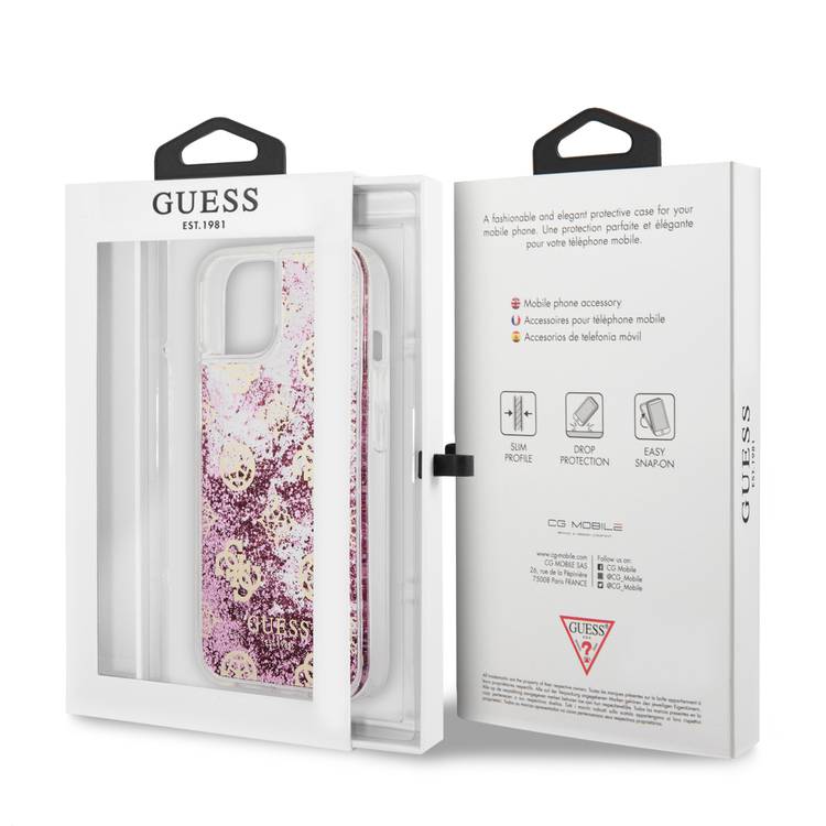 GUESS carcasa GLITTER PEONY iphone 13 PRO ROSA