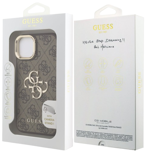 GUESS CARCASA 4G SOPORTE CAMARA IPHONE 13 MARRON