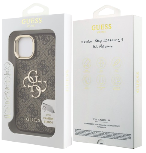 GUESS CARCASA 4G SOPORTE CAMARA IPHONE 14 MARRON