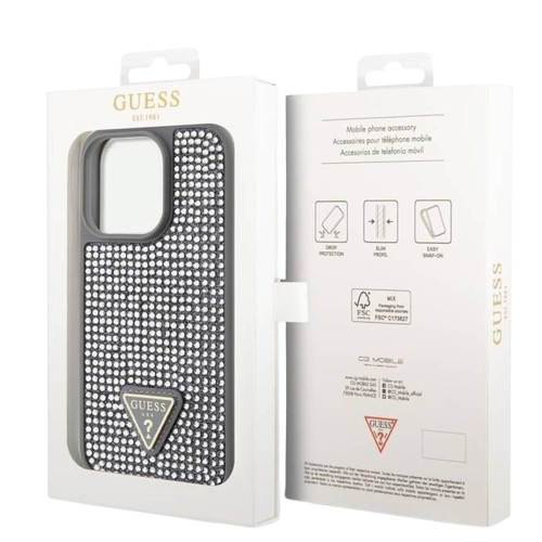 GUESS CARCASA RHINESTONE IPHONE 16 PLATA