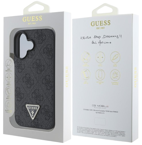 GUESS CARCASA TRIANGLE STRASS IPHONE 16 NEGRO
