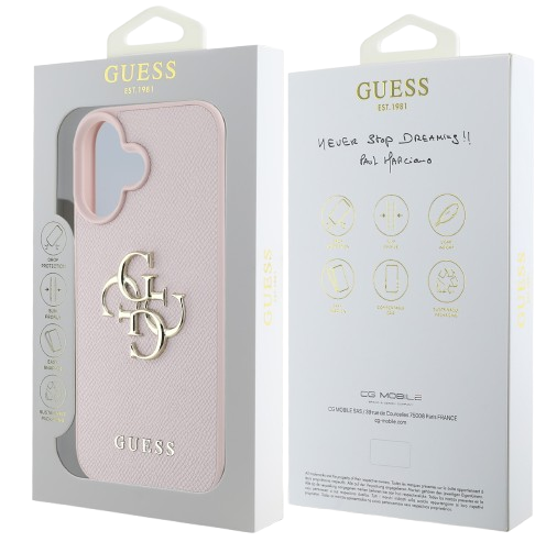 GUESS CARCASA GRAINED 4G IPHONE 16 ROSA