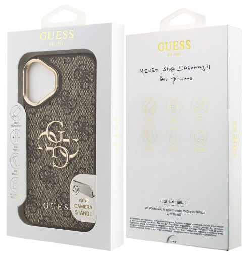 GUESS CARCASA 4G SOPORTE CAMARA IPHONE 17 MARRON