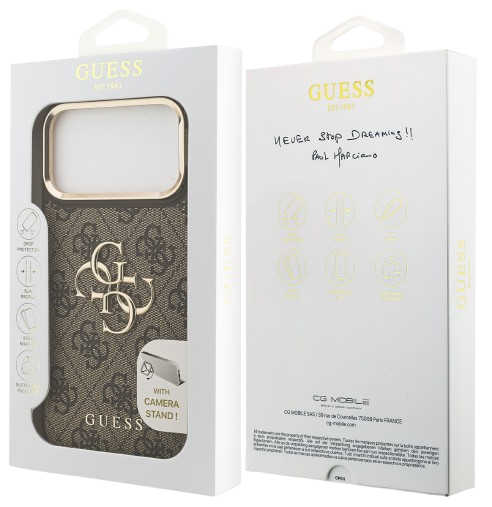 GUESS CARCASA 4G SOPORTE CAMARA IPHONE 17 PRO MAX MARRON