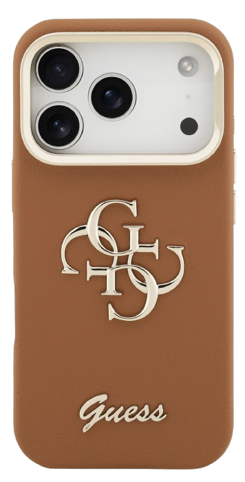 GUESS CARCASA GRAINED 4G SOPORTE CAMARA IPHONE 17 PRO MAX MARRON