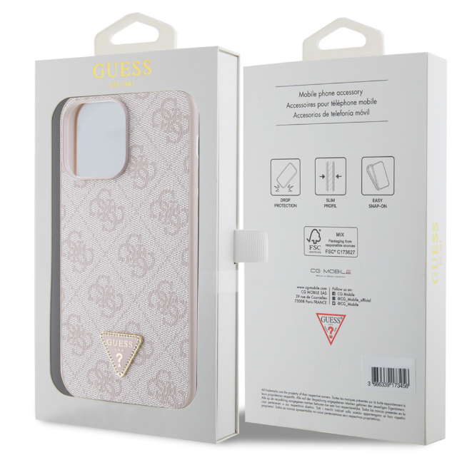 GUESS CARCASA TRIANGLE STRASS IPHONE 16 PRO MAX ROSA