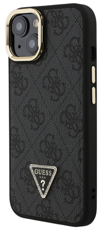 GUESS CARCASA MAGSAFE 4G TRIANGLE SOPORTE CAMARA IPHONE 14 NEGRO