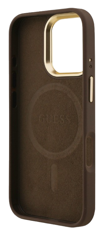GUESS CARCASA MAGSAFE 4G TRIANGLE SOPORTE CAMARA IPHONE 16 PRO MAX MARRON