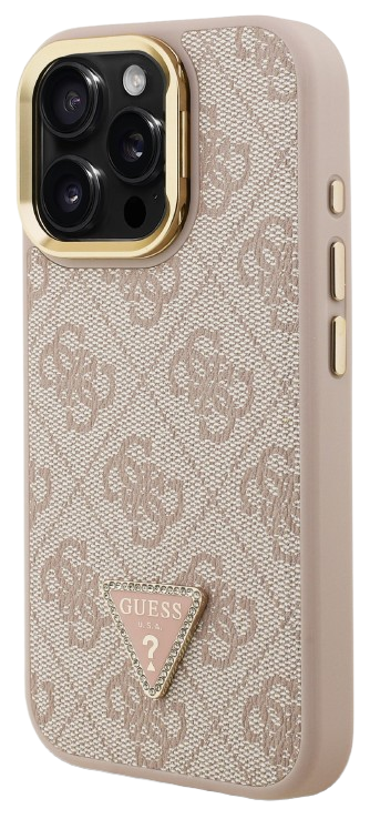 GUESS CARCASA MAGSAFE 4G TRIANGLE SOPORTE CAMARA IPHONE 15 PRO MAX ROSA