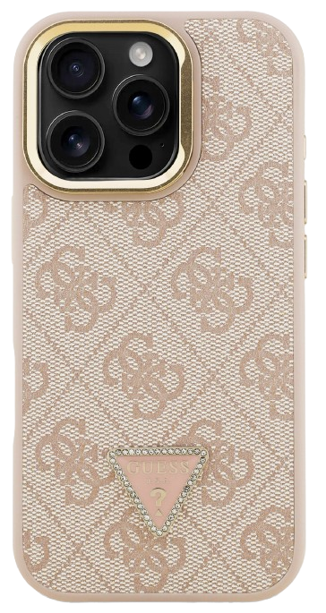 GUESS CARCASA MAGSAFE 4G TRIANGLE SOPORTE CAMARA IPHONE 15 PRO MAX ROSA