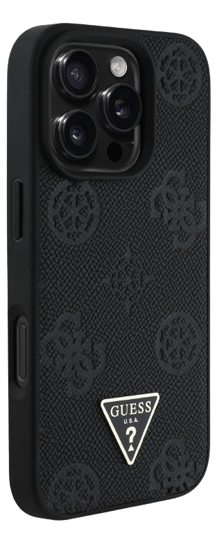GUESS CARCASA MAGSAFE GRAINED PEONY TRIANGLE IPHONE 16 PRO NEGRO