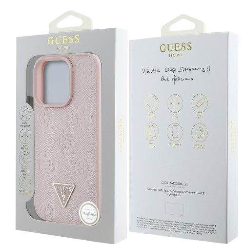 GUESS CARCASA MAGSAFE GRAINED PEONY TRIANGLE IPHONE 15 PRO MAX ROSA