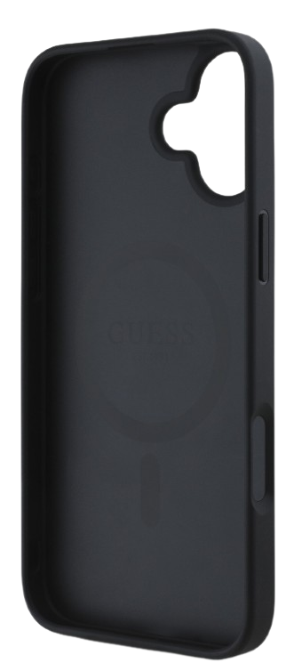GUESS CARCASA MAGSAFE GRAINED PEONY TRIANGLE IPHONE 16 NEGRO