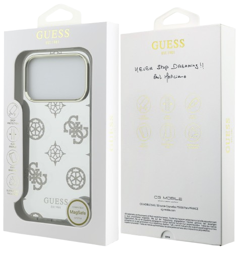 GUESS CARCASA MAGSAFE MIRROR GLITTER IPHONE 17 PRO MAX DORADO