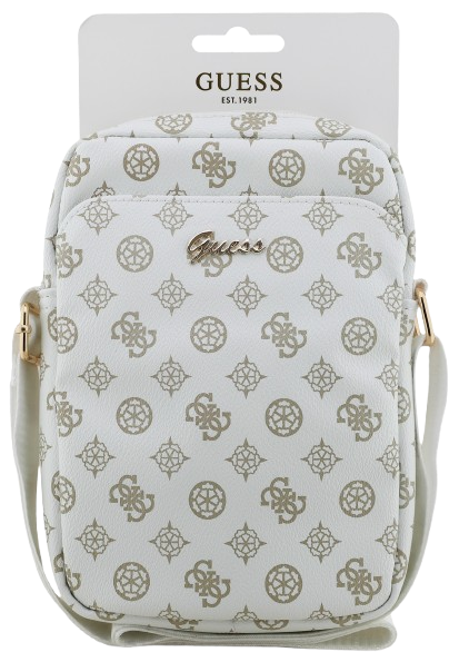 GUESS BANDOLERA 8" PEONY SCRIPT BLANCO