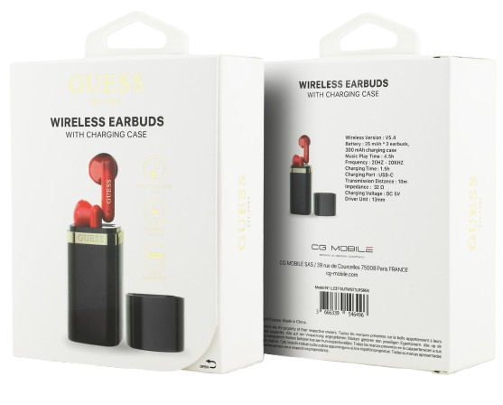 GUESS AURICULAR BLUETOOTH TWS PINTALABIOS NEGRO