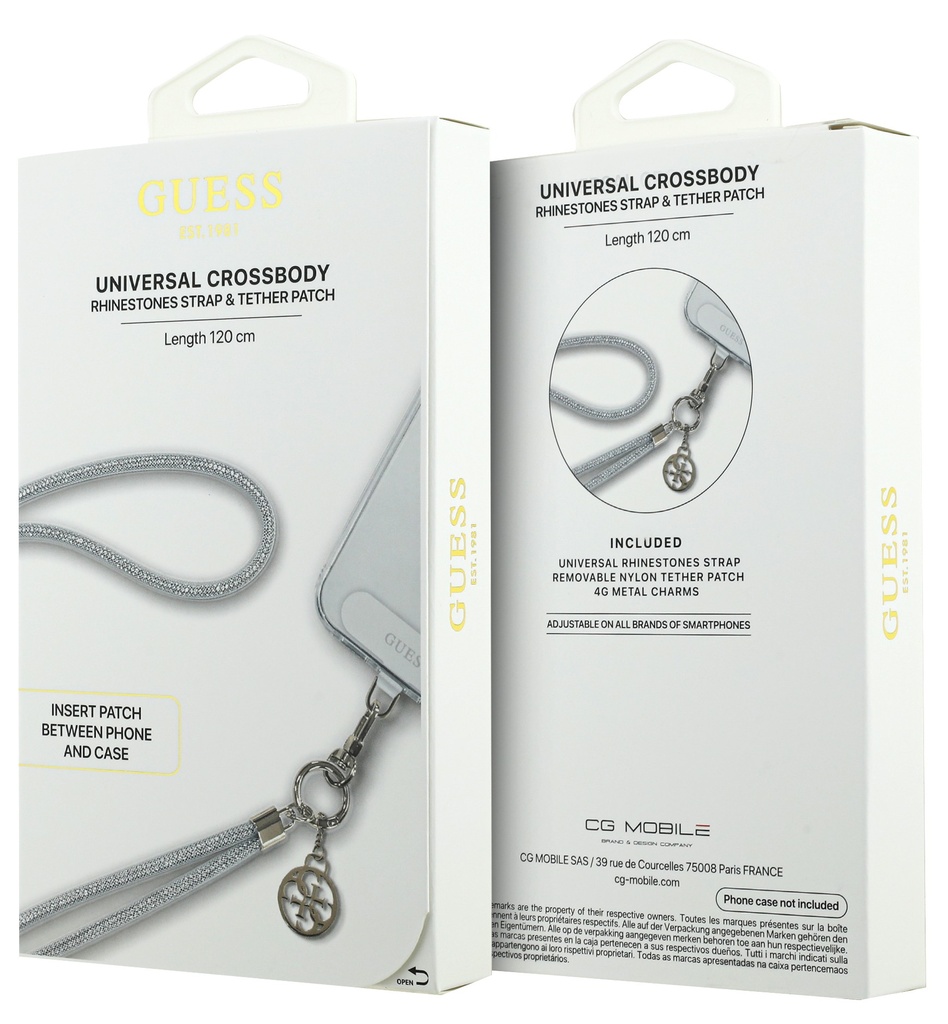 GUESS COLGANTE CHARM RHINESTONE PLATA