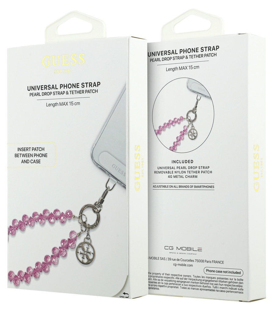 GUESS CORDON DE MANO CHARM CRYSTAL ROSA