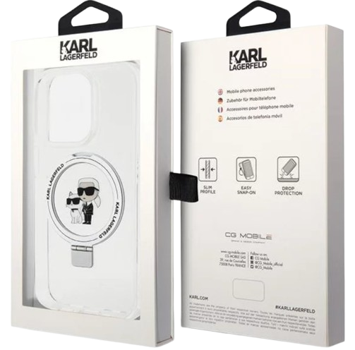 KARL LAGERFELD CARCASA MAGSAFE RINGSTAND KC IPHONE 16 PRO MAX BLANCO
