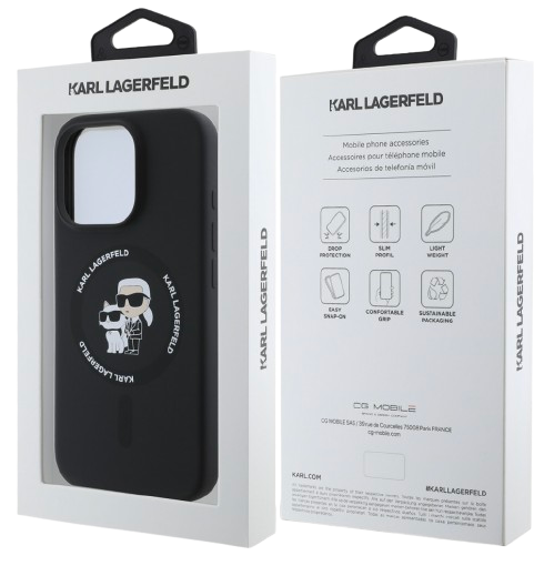 KARL LAGERFELD CARCASA MAGSAFE K&C IPHONE 16 PRO MAX NEGRO