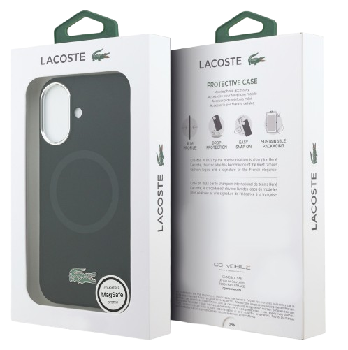 LACOSTE CARCASA MAGSAFE SILICONE CROC IPHONE 17 NEGRO