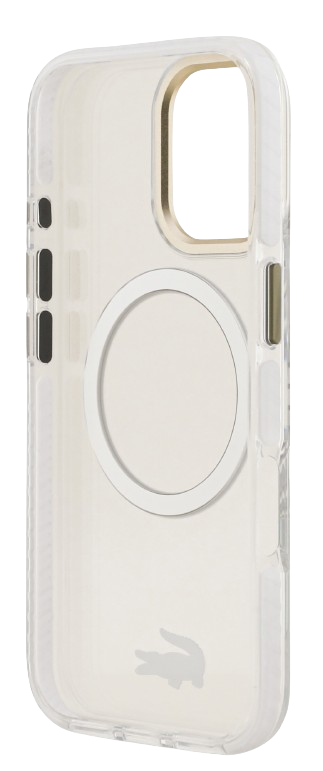 LACOSTE CARCASA MAGSAFE SHOCKPROOF IPHONE 17 DORADO/BLANCO
