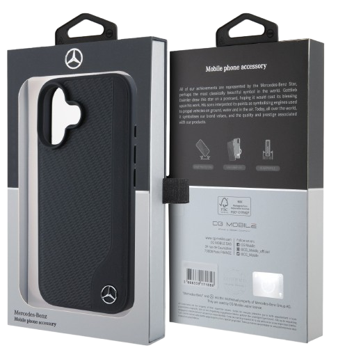 MERCEDES BENZ CARCASA MAGSAFE WOOD IPHONE 16 NEGRO