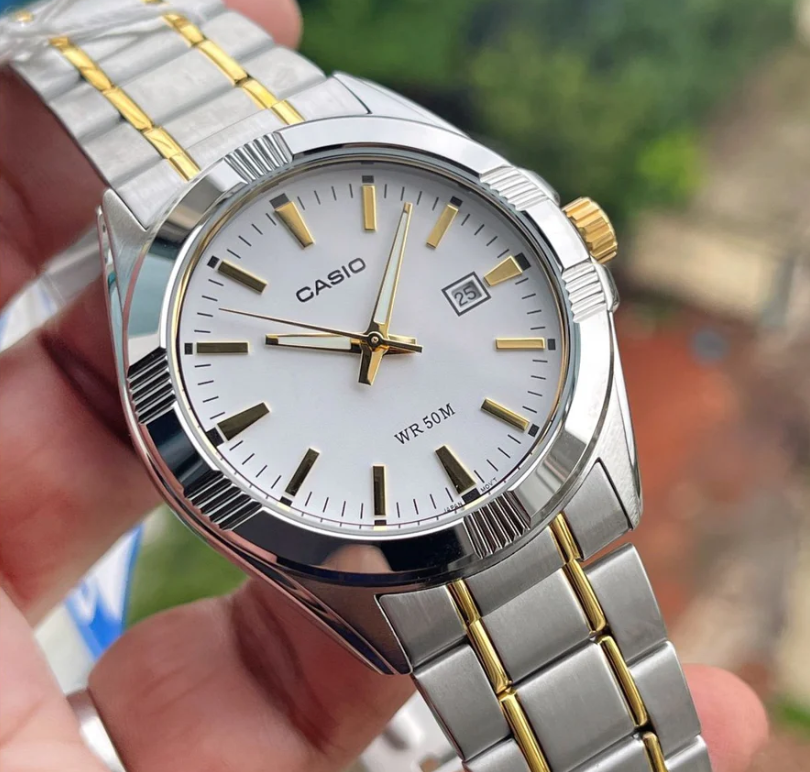 CASIO RELOJ TIMELESS COLLECTION MTP1308SG7AVDF ESFERA PLATEADA/DORADO//CUARZO