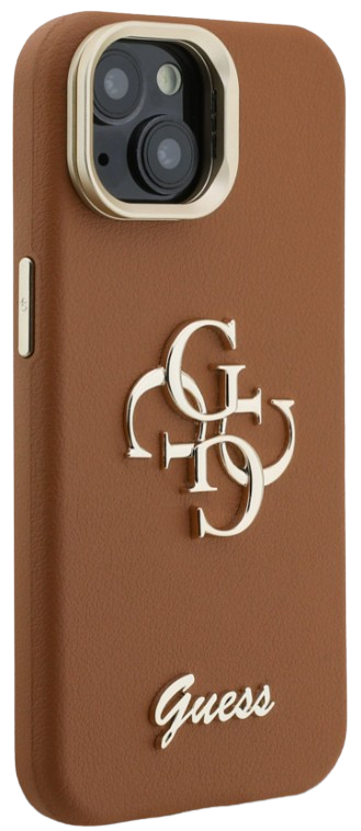GUESS CARCASA GRAINED 4G SOPORTE CAMARA IPHONE 15 MARRON