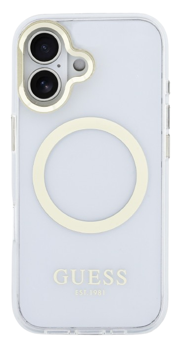 GUESS CARCASA MAGSAFE SOPORTE CAMARA IPHONE 16 DORADO