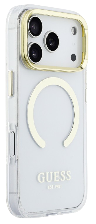 GUESS CARCASA MAGSAFE SOPORTE CAMARA IPHONE 17 PRO MAX DORADO