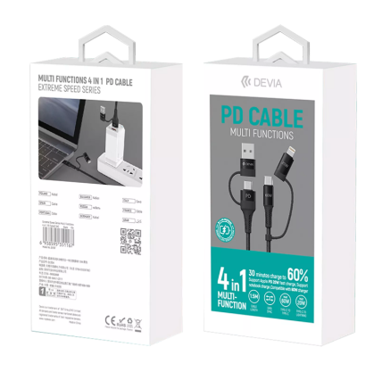 DEVIA CABLE MULTIFUNCIÓN 4 EN 1 NEGRO