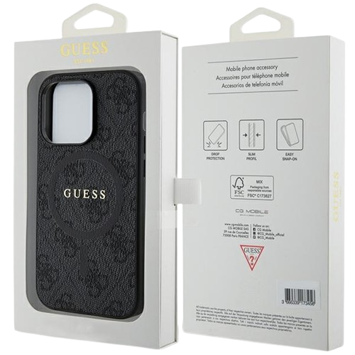 GUESS CARCASA MAGSAFE RING CLASSIC LOGO IPHONE 16 PRO NEGRO