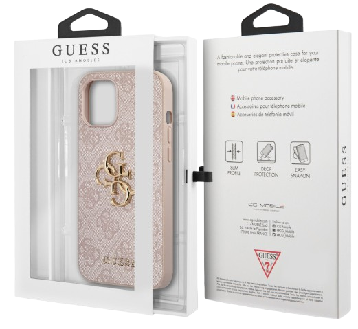 GUESS carcasa METAL LOGO IPHONE 12 PRO MAX ROSA