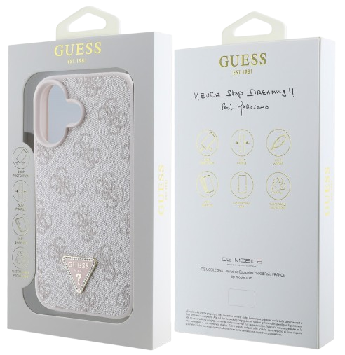 GUESS CARCASA TRIANGLE STRASS IPHONE 16 PLUS ROSA