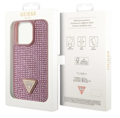 GUESS CARCASA RHINESTONE IPHONE 16 ROSA