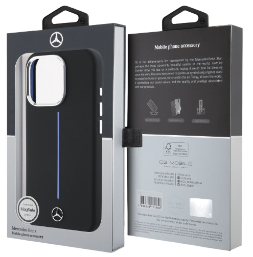 MERCEDES BENZ CARCASA MAGSAFE SILICONE STRIPE IPHONE 16 PRO MAX NEGRO